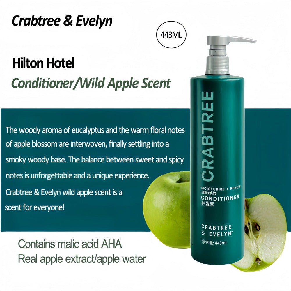 Hilton Hotel Shampoo &amp; Conditioner &amp; Body Lotion &amp; Shower Gel &amp; Hand Wash 443ML | CRABTREE &amp; EVELYN