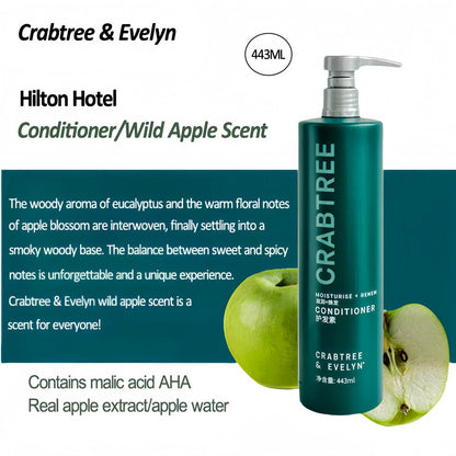 Hilton Hotel Shampoo &amp; Conditioner &amp; Body Lotion &amp; Shower Gel &amp; Hand Wash 443ML | CRABTREE &amp; EVELYN