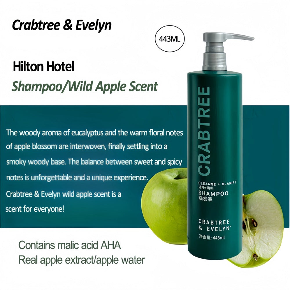 Hilton Hotel Shampoo &amp; Conditioner &amp; Body Lotion &amp; Shower Gel &amp; Hand Wash 443ML | CRABTREE &amp; EVELYN