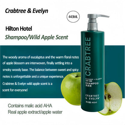 Hilton Hotel Shampoo &amp; Conditioner &amp; Body Lotion &amp; Shower Gel &amp; Hand Wash 443ML | CRABTREE &amp; EVELYN