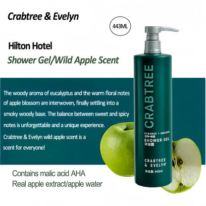 Hilton Hotel Shampoo &amp; Conditioner &amp; Body Lotion &amp; Shower Gel &amp; Hand Wash 443ML | CRABTREE &amp; EVELYN