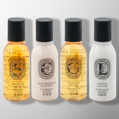 one set of diptyque hotel toiletries.
